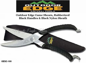 Outdoor Edge Knives OESC-100 Outdoor Edge Game Shears, Rubberized Black Handles & Black Nylon Sheath