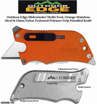 Outdoor Edge Knives OESWB-10C Outdoor Edge SlideWinder Multi-Tool, Orange Rubberized Kraton Handled Knife