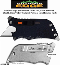 Outdoor Edge Knives OESWB-30C Outdoor Edge SlideWinder Multi-Tool, Black Rubberized Kraton Handled Knife