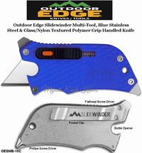 Outdoor Edge Knives OESWB-20C Outdoor Edge SlideWinder Multi-Tool, Blue Rubberized Kraton Handles