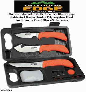 Outdoor Edge Knives OEWL-6 Outdoor Edge Wild-Lite, 6 Piece Game Processing Set in Plastic Case with Sharpener