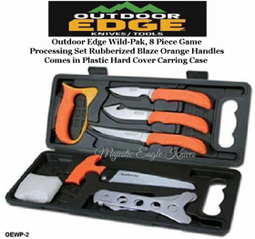 Outdoor Edge Knives OEWP-2 Outdoor Edge Wild-Pak, 8 Piece Game Processing Set Rubberized Blaze Orange Handles Comes in Plastic Hard Cover Carring Case Outdoor Edge Knives OEWP-2 Outdoor Edge Wild-Pak, 8 Piece Game Processing Set Rubberized Blaze Orange Handles Comes in Plastic Hard Cover Carring Case