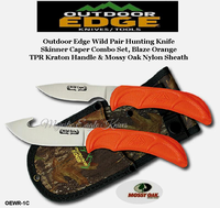 Outdoor Edge Knives OEWR1C Outdoor Edge Wild Life Pair Knife Combo, Gut Hook Skinning Knife & Caping Knife & Mossy Oak Camo Nylon Sheath