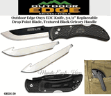 Outdoor Edge OEOX-30 Outdoor Edge Onyx-Lite Knife Lockback Folder with Replaceable Blades Textured Black Grivory Handle
