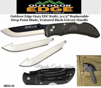 Outdoor Edge OEOX-30 Outdoor Edge Onyx-Lite Knife Lockback Folder with Replaceable Blades Textured Black Grivory Handle