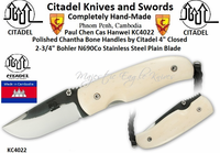 Citadel Knives and Swords KC4022 Chantha Overall 7" Blade Length 2 3/4" Bohler N690Co Stainless Steel Polished Bone Handles by Citadel Citadel Knives and Swords KC4022 Chantha Overall 7" Blade Length 2 3/4" Bohler N690Co Stainless Steel Polished Bone Handles by Citadel