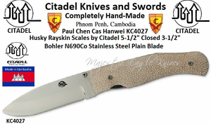 Citadel Knives and Swords KC4027 Husky Overall: 9" Blade Length: 3 1/2" Bohler N690Co Stainless Steel Plain Blade Rayskin Handles by Citadel 