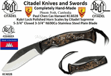 Citadel Knives and Swords KC4028 Kukri Overall: 9 1/2" Blade Length: 3 7/8" N690Co Stainless Blade Polished Lock Horn  Handles by Citadel