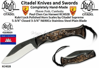 Citadel Knives and Swords KC4028 Kukri Overall: 9 1/2" Blade Length: 3 7/8" N690Co Stainless Blade Polished Lock Horn Handles by Citadel Citadel Knives and Swords KC4028 Kukri Overall: 9 1/2" Blade Length: 3 7/8" N690Co Stainless Blade Polished Lock Horn Handles by Citadel