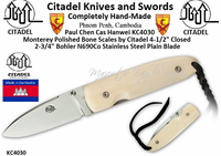 Citadel Knives and Swords KC4030 Kukri Overall: 9 1/2" Blade Length: 3 7/8" N690Co Stainless Blade Polished Lock Horn Handles by Citadel Citadel Knives and Swords KC4030 Kukri Overall: 9 1/2" Blade Length: 3 7/8" N690Co Stainless Blade Polished Lock Horn Handles by Citadel
