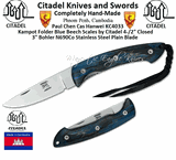 Citadel Knives and Swords KC4033 Kampot Pocket Knife Overall: 7 1/2" Blade Length: 3" Bohler N690Co Stainless Steel Polished Blue Beech Handles by Citadel
