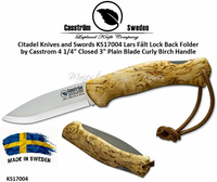 Casstrom "Lars Falt" Knives KS17004 Lars Fält Lock Back Folder by Casstrom 4-1/4" Closed 3" Plain Blade Curly Birch Handle Casstrom "Lars Falt" Knives KS17004 Lars Fält Lock Back Folder by Casstrom 4-1/4" Closed 3" Plain Blade Curly Birch Handle