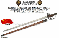 Paul Chen Cas Hanwei SH2004N Mortuary Hilt Sword Antiqued 39-1/4 Overall, Blade Length 33 by Paul Chen/Hanwei Scabbard included Paul Chen Cas Hanwei SH2004N Mortuary Hilt Sword Antiqued 39-1/4 Overall, Blade Length 33 by Paul Chen/Hanwei Scabbard included