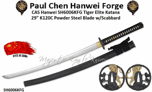 Paul Chen Cas Hanwei SH6006KFG Tiger Elite Katana 29" K120C powder steel Blade w/Scabbard