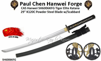 Paul Chen Cas Hanwei SH6006KFG Tiger Elite Katana 29" K120C powder steel Blade w/Scabbard Paul Chen Cas Hanwei SH6006KFG Tiger Elite Katana 29" K120C powder steel Blade w/Scabbard