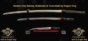 Dragon King Cutlery SD35471 Modern Day Katana, Wakizashi & Tanto Bohi by Dragon King