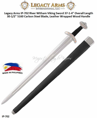 Paul Chen/Hanwei IP-702 Legacy Arms River Witham Viking Sword 37-1-4" Overall Length 30-1/2" 5160 Carbon Steel Blade, Leather Wrapped Wood Handle 