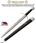 Paul Chen/Hanwei IP-705 Legacy Arms Knight's Riding Sword 29" Overall Length 21" 5160 Carbon Steel Blade, Leather Wrapped Wood Handle and Scabbard 