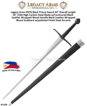 Paul Chen/Hanwei IP076 Legacy Arms Black Prince Sword 44" Overall Length 34" 5160 High Carbon Steel Blade w/Contoured Black Leather Wrapped Wood Handle Black Leather Wrapped Wood Scabbard w/polished Finish Steel Accents