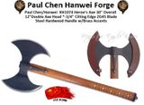 Paul Chen/Hanwei XH1074 Hero's Axe 30" Overall 12" Double Axe Head 8-3/4" Cutting Edge ZG45 Blade Steel Hardwood Handle w/Brass Accents Leather Edge Covers Included Paul Chen/Hanwei XH1074 Hero's Axe 30" Overall 12" Double Axe Head 8-3/4" Cutting Edge ZG45 Blade Steel Hardwood Handle w/Brass Accents Leather Edge Covers Included