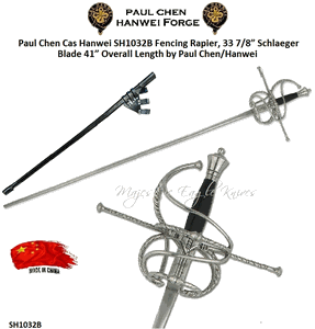 Paul Chen/Hanwei SH1032B Fencing Rapier 41� Overall 33 7/8� Schlaeger Blade by Paul Chen/Hanwei Designed for the Renaissance Fencer