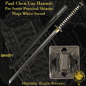 Paul Chen/Hanwei SH1071 Practical Ninja Sword Overall: 34.5"<>23.75" Forged High-Carbon 1566 Steel Blade