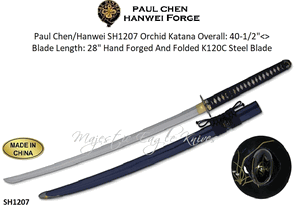 Paul Chen/Hanwei SH1207 Orchid Katana Overall: 40-1/2"<>Blade Length: 28" Hand Forged And Folded K120C Steel Blade