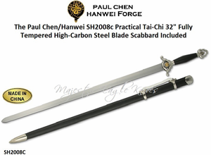 Paul Chen/Hanwei SH2008c Practical Tai-Chi Sword Overall: 38 1/2"<>32" Fully Tempered High-Carbon 1566 Steel Blade Scabbard Included