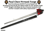 Paul Chen/Hanwei SH2059 Practical Basket-Hilt Broadsword Overall 38-1/8" Blade Length 31-3/4" Handle Length 6-1/2" Weight 3.5lb Made for the re-enactor Authentic look and feel Complies with safety requirements