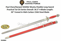 Paul Chen/Hanwei SH2062 Wushu Flexible Long Sword Practical Tai Chi Series Overall: 36.5"<>Blade Length: 30" Forged in High-Carbon 1566 Steel Blade Paul Chen/Hanwei SH2062 Wushu Flexible Long Sword Practical Tai Chi Series Overall: 36.5"<>Blade Length: 30" Forged in High-Carbon 1566 Steel Blade