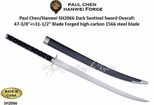 Paul Chen/Hanwei SH2066 Dark Sentinel Sword Overall: 47-3/8"<>31-1/2" Blade Forged high-carbon 1566 steel blade