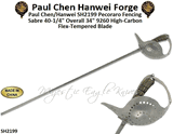 Paul Chen/Hanwei SH2199 Pecoraro Fencing Sabre 40-1/4" Overall 34" 9260 High-Carbon Flex-Tempered Blade