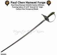 Paul Chen/Hanwei SH2201 Hutton Military Training Sabre 37-1/4" Overall 31" High-Carbon Flex-Tempered Blade Paul Chen/Hanwei SH2201 Hutton Military Training Sabre 37-1/4" Overall 31" High-Carbon Flex-Tempered Blade
