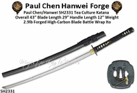Paul Chen/Hanwei SH2331 Tea Culture Katana Overall 43� Blade Length 29� Handle Length 12� Weight 2.9lb Forged High-Carbon Blade Battle Wrap Ito