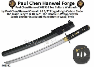 Paul Chen/Hanwei SH2332 Tea Culture Wakizashi Overall 28 3/4� Blade Length 18 1/2� Handle Length 6 1/2� Weight 2lb Forged High-Carbon Blade Battle Wrap Ito
