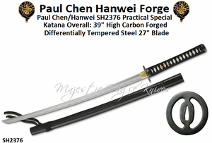 Paul Chen/Hanwei SH2376 Practical Special Katana Overall: 39"<>27" Blade High carbon forged 1566 steel blade Paul Chen/Hanwei SH2376 Practical Special Katana Overall: 39"<>27" Blade High carbon forged 1566 steel blade