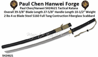 Paul Chen/Hanwei SH24621 Tactical Katana Overall 39 3/8" Blade Length 27 5/8" Handle Length 10 1/2" Weight 2 lbs 4 oz Blade Steel: 5160 Full Tang Construction Fiberglass Scabbard Paul Chen/Hanwei SH24621 Tactical Katana Overall 39 3/8" Blade Length 27 5/8" Handle Length 10 1/2" Weight 2 lbs 4 oz Blade Steel: 5160 Full Tang Construction Fiberglass Scabbard