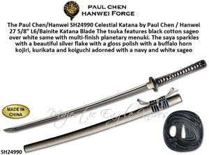 Paul Chen/Hanwei SH24990 Celestial Katana Overall: 39 3/8”<>27 5/8” L6/Bainite Katana Blade Paul Chen/Hanwei SH24990 Celestial Katana Overall: 39 3/8”<>27 5/8” L6/Bainite Katana Blade