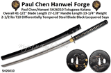 Paul Chen/Hanwei SH26010 Tokugawa Katana Overall: 41-1/2", 27 1/2" T10 Differentially Tempered Blade Black Lacquered Saya