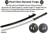 Paul Chen/Hanwei SH26060 Toyotomi Hideyoshi Katana Overall 40-1/4� Blade Length 27� Handle Length 12� Weight 2.5lb  Forged Steel Blade