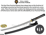 Paul Chen/Hanwei SH5024 The Wind and Thunder Wakizashi Overall: 26 1/2<>Blade Length: 19 3/4 Hand-forged High Carbon T10 Steel Blade Scabbard Included