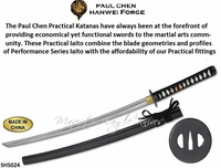 Paul Chen/Hanwei SH5024 The Wind and Thunder Wakizashi Overall: 26 1/2<>Blade Length: 19 3/4 Hand-forged High Carbon T10 Steel Blade Scabbard Included
