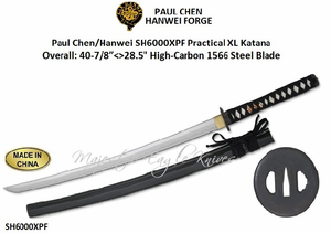 Paul Chen/Hanwei SH6000XPF Practical XL Katana Overall: 40 7/8�<>28.5" High-Carbon 1566 Steel Blade Scabbard Included