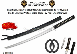 Paul Chen/Hanwei SH6003IGC Musashi Iaito 38 �� Overall Blade Length 27�Steel Laito Blade  by Paul Chen/Hanwei