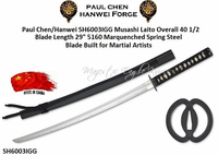 Paul Chen/Hanwei SH6003IGG Musashi Laito Overall 40 1/2 Blade Length 29" 5160 Marquenched Spring Steel Blade Built for Martial Artists Paul Chen/Hanwei SH6003IGG Musashi Laito Overall 40 1/2 Blade Length 29" 5160 Marquenched Spring Steel Blade Built for Martial Artists