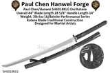Paul Chen/Hanwei SH6018KLG Oni Katana Overall 44� Blade Length 28 5/8" Handle Length 14� Weight: 3lb 6oz L6/Bainite Performance Series Katana Blade Traditional Construction Designed for Martial Artists