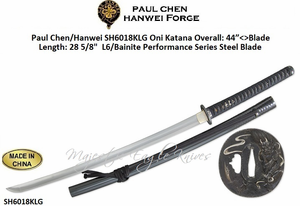Paul Chen/Hanwei SH6018KLG Oni Katana Overall: 44�<>Blade Length: 28 5/8"  L6/Bainite Performance Series Steel Blade Scabbard Included