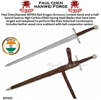 Paul Chen/Hanwei SR7055 Red Dragon Armoury Combat Hand-and-a-half Sword Feature High Carbon EN42J Spring Steel Blades that have been forged and tempered to perform like their historical counterparts ncludes leather wood core scabbard with belt suspension system Paul Chen/Hanwei SR7055 Red Dragon Armoury Combat Hand-and-a-half Sword Feature High Carbon EN42J Spring Steel Blades that have been forged and tempered to perform like their historical counterparts ncludes leather wood core scabbard with belt suspension system