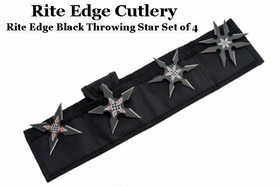 Rite Edge SZ-210816 Set of 4 Multi Point Black Throwing Stars