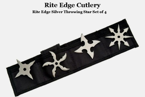 Rite Edge SZ-210817-SL Silver Set of 4 Multi Point Throwing Stars